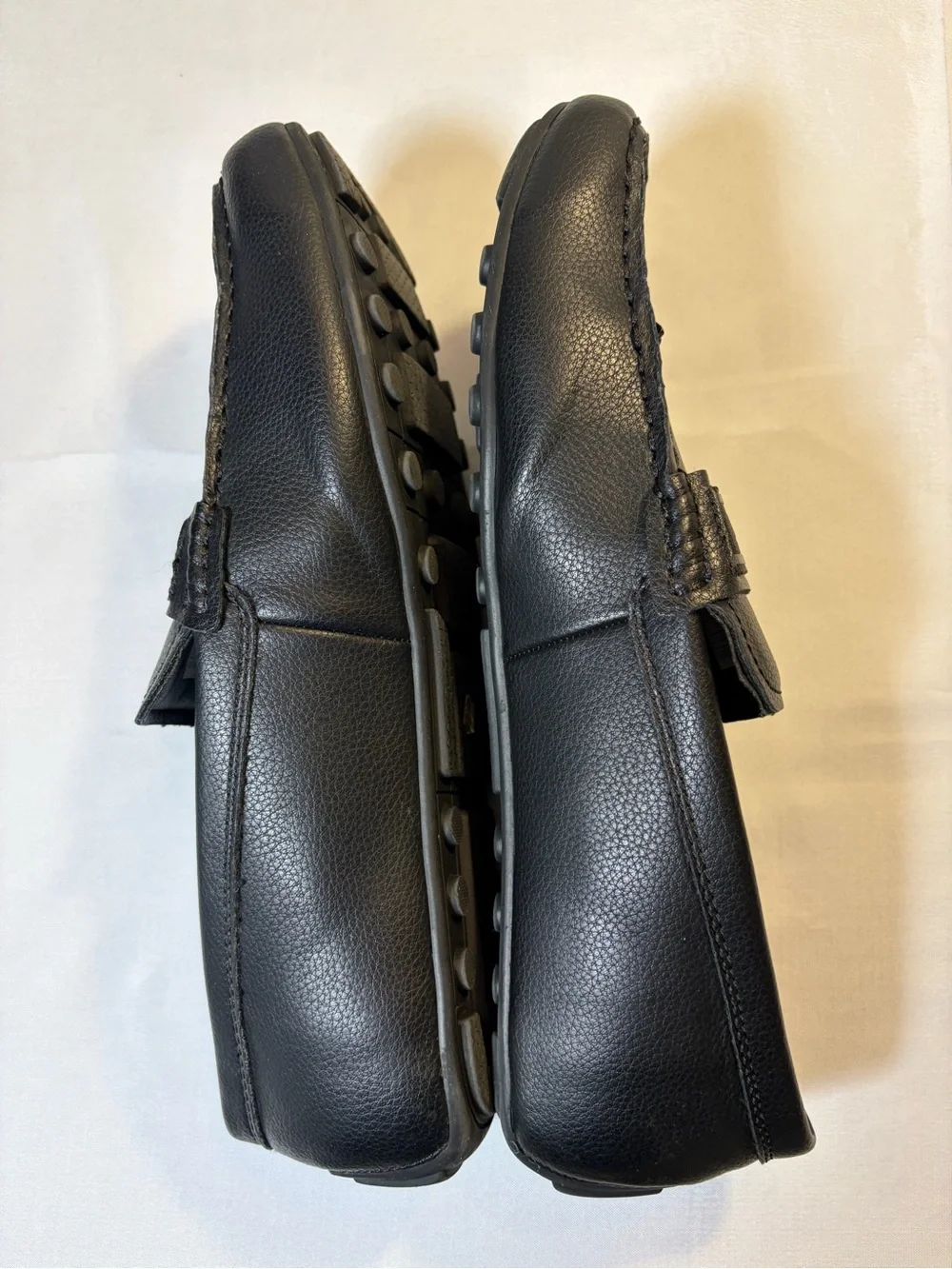 Calvin Klein Oliver Black Pebble-Grain Leather Slip-On Loafers Size 10 New